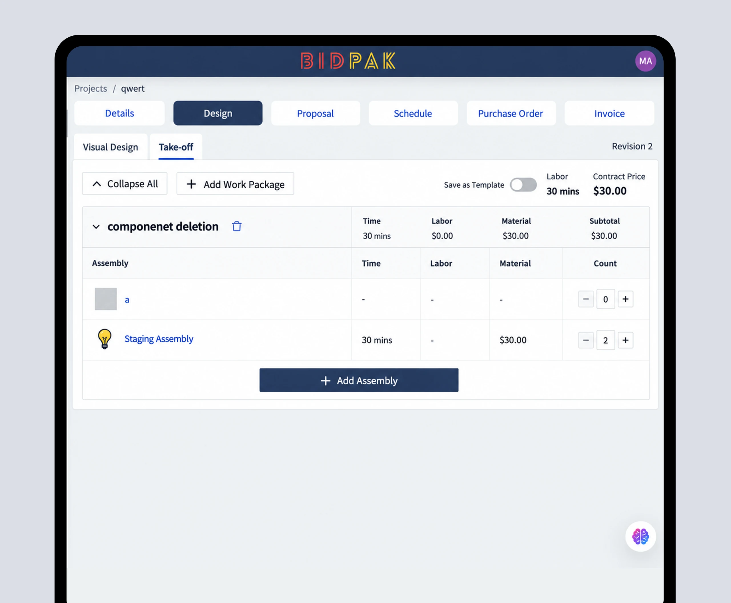 BidPak electrical estimation platform overview