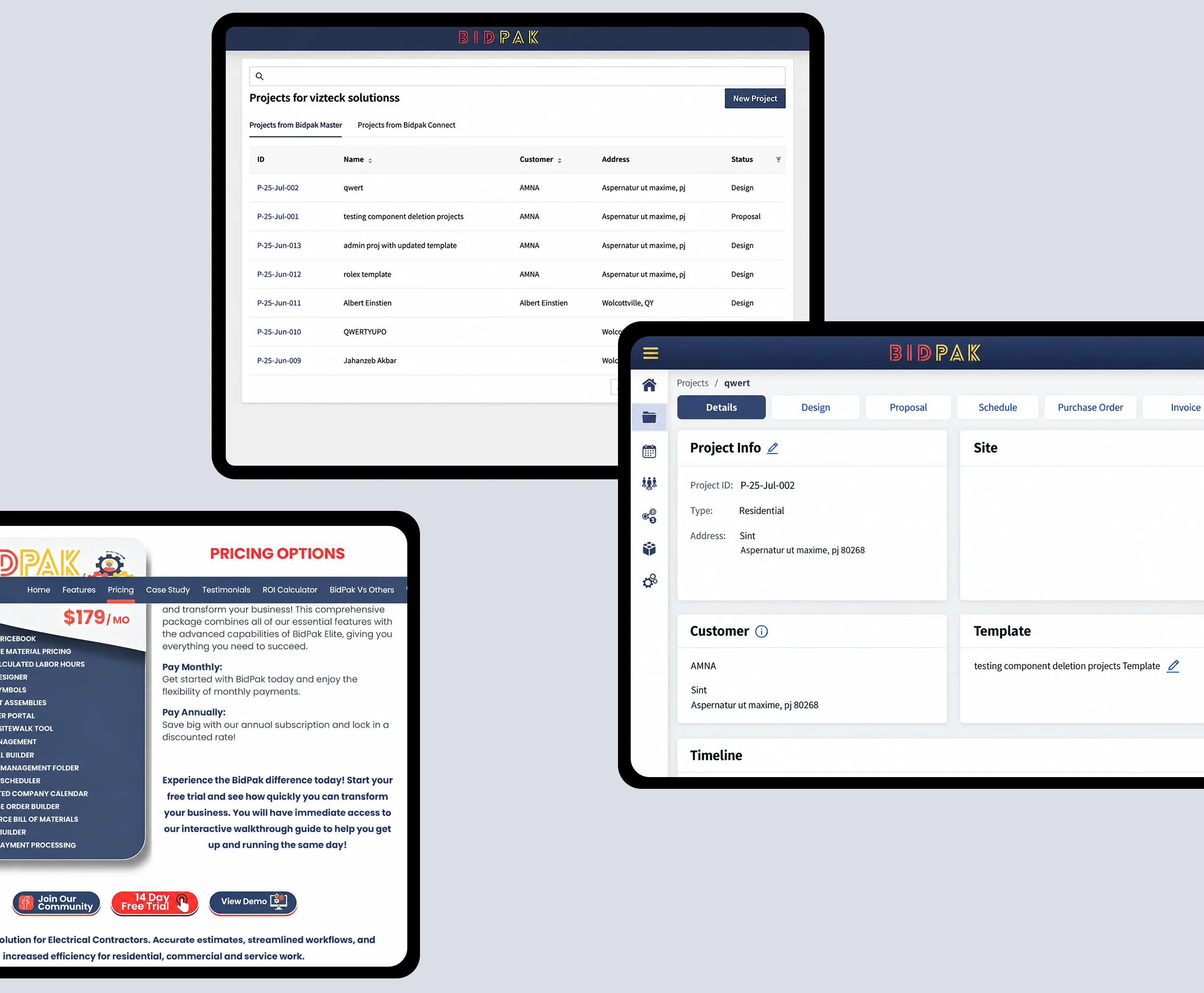 BidPak marketing site on desktop and mobile