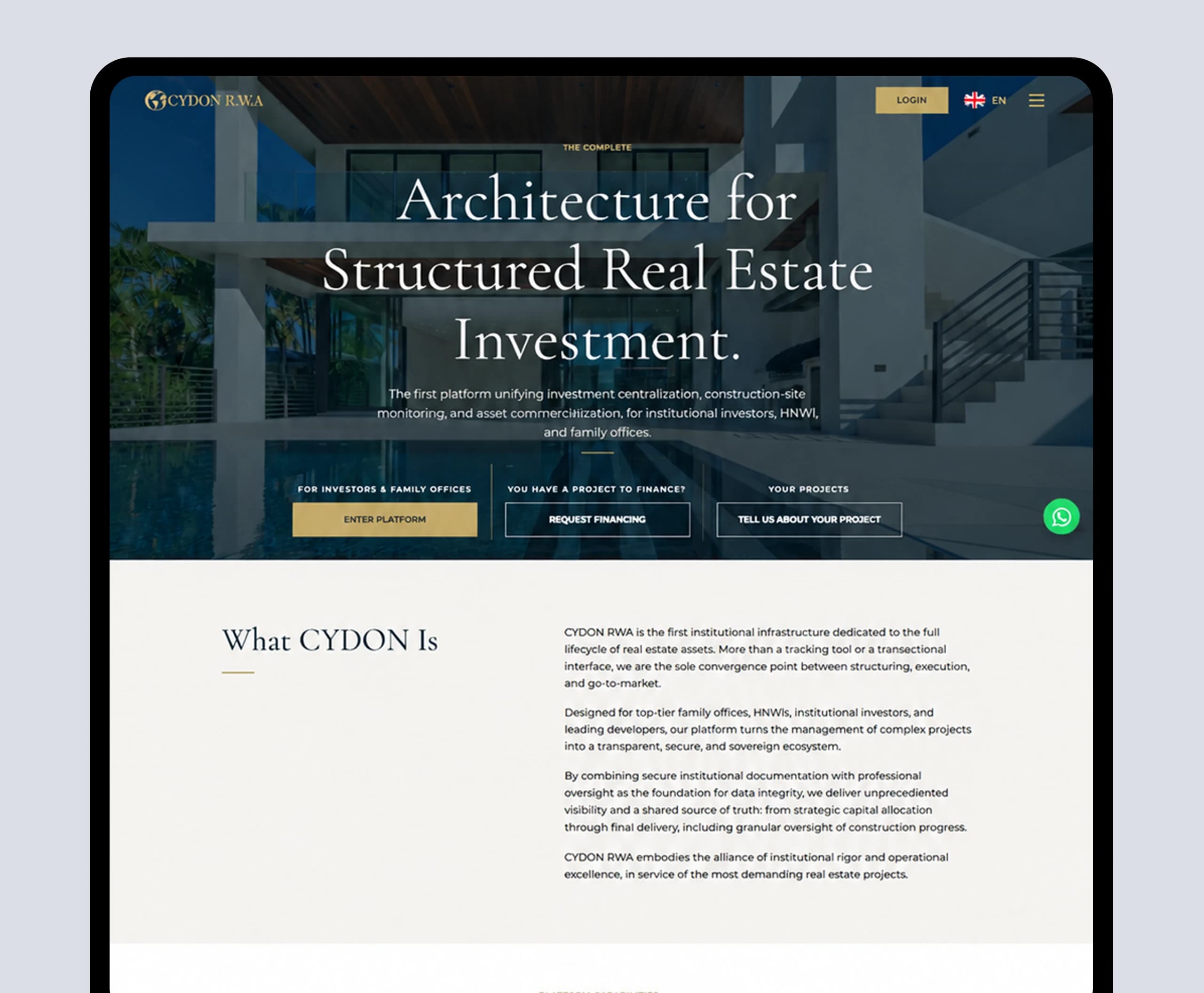 CYDON RWA responsive marketing site on tablet and mobile