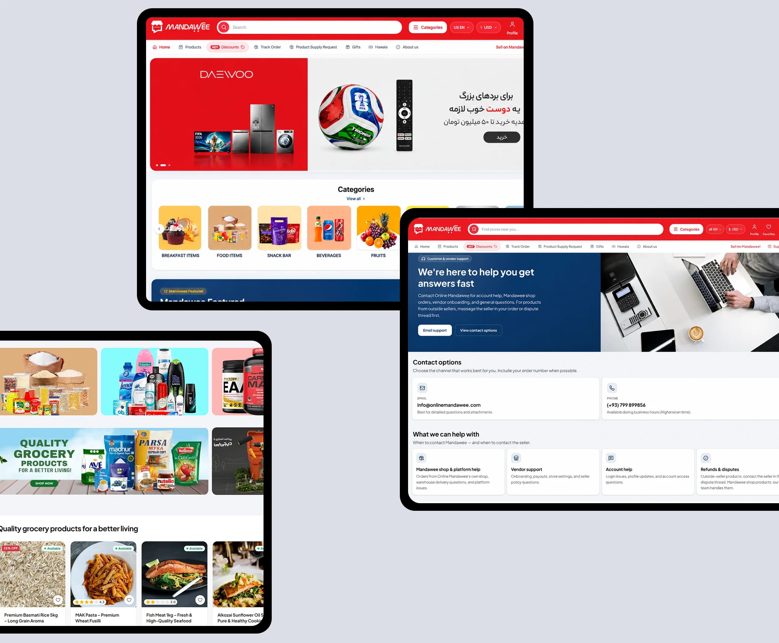 Mandawee marketing site on desktop and mobile