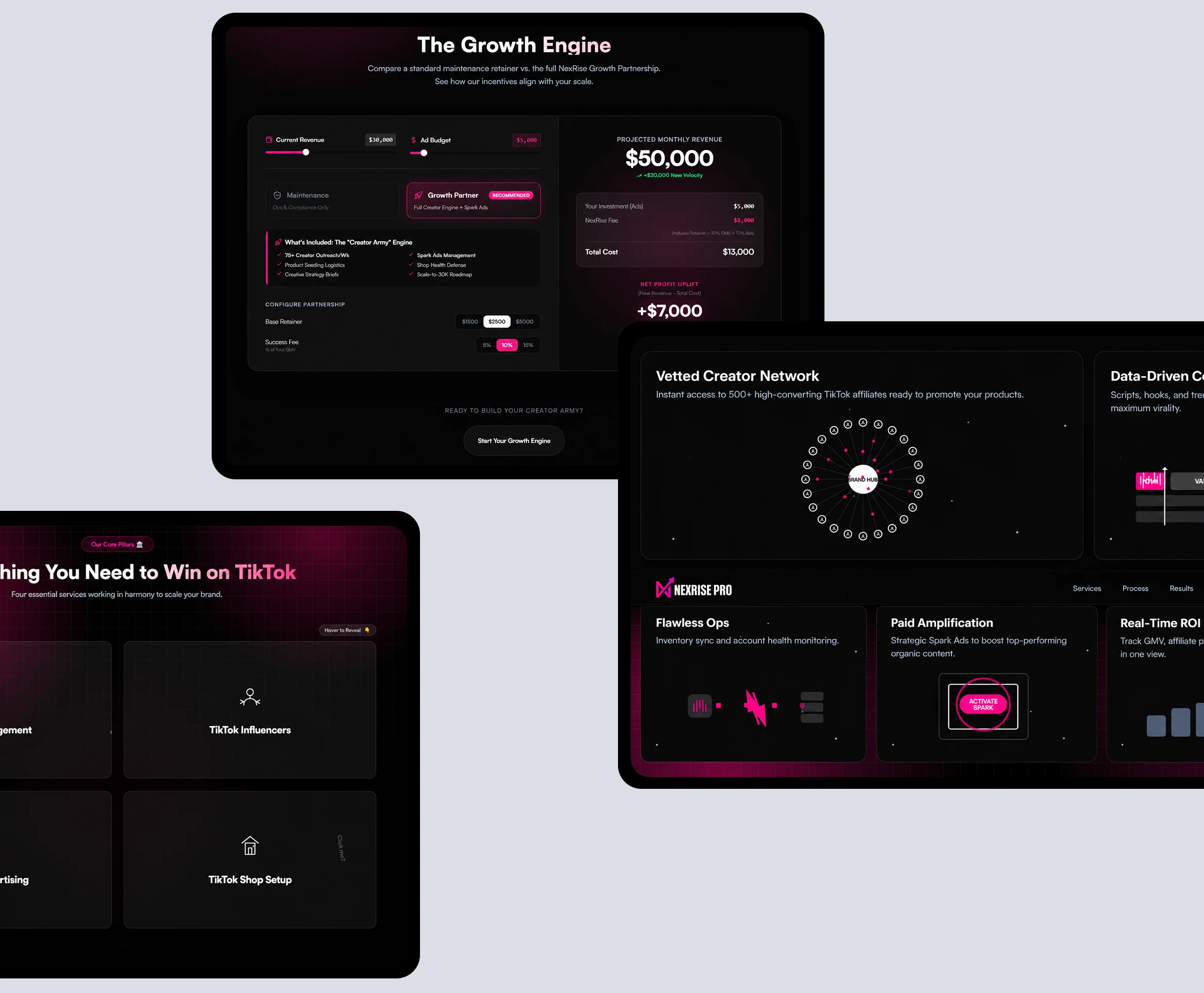 NexRisePro marketing site on desktop and mobile