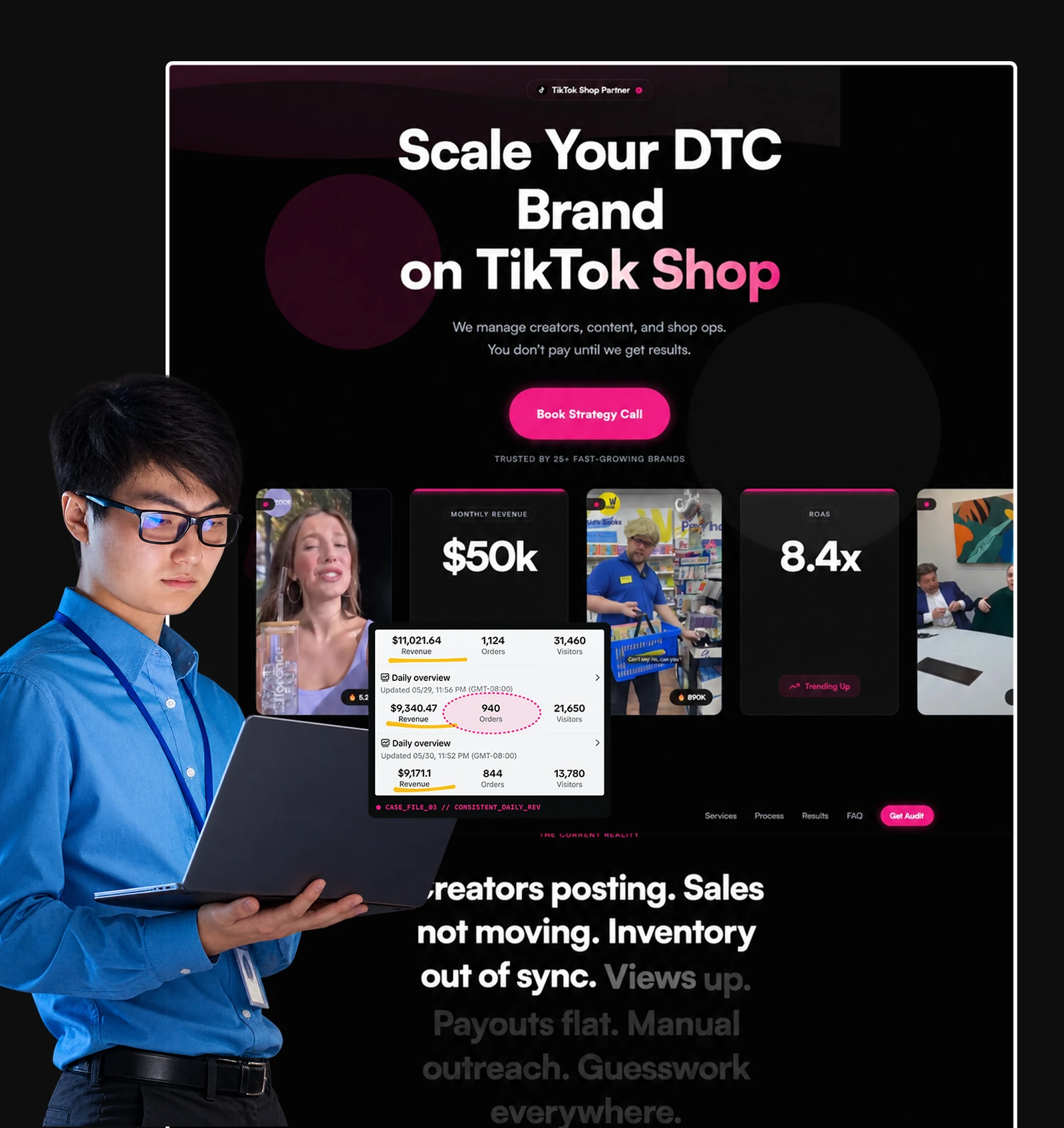 Social commerce and marketing agency website