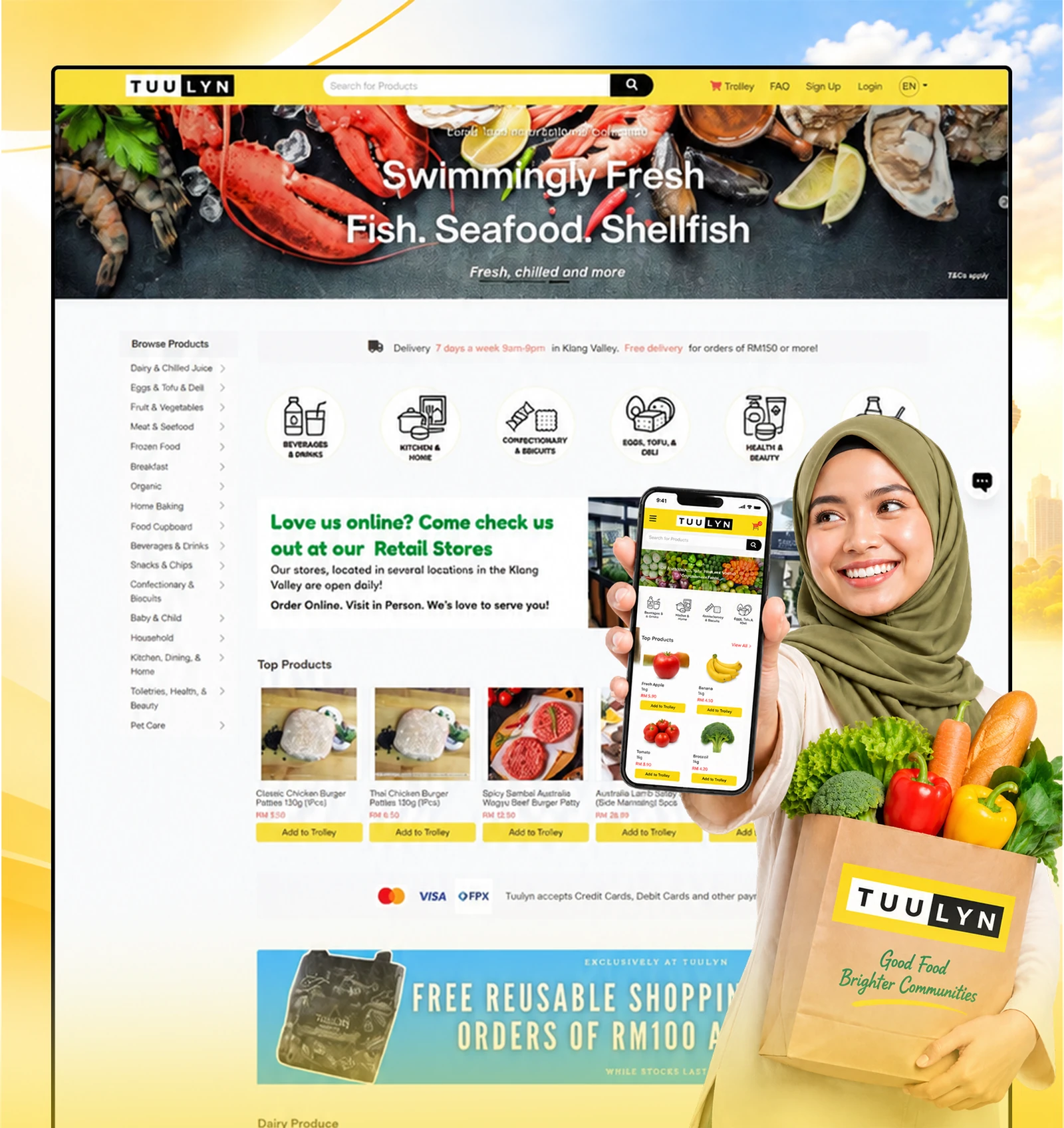 Fresh grocery marketplace shopping experience